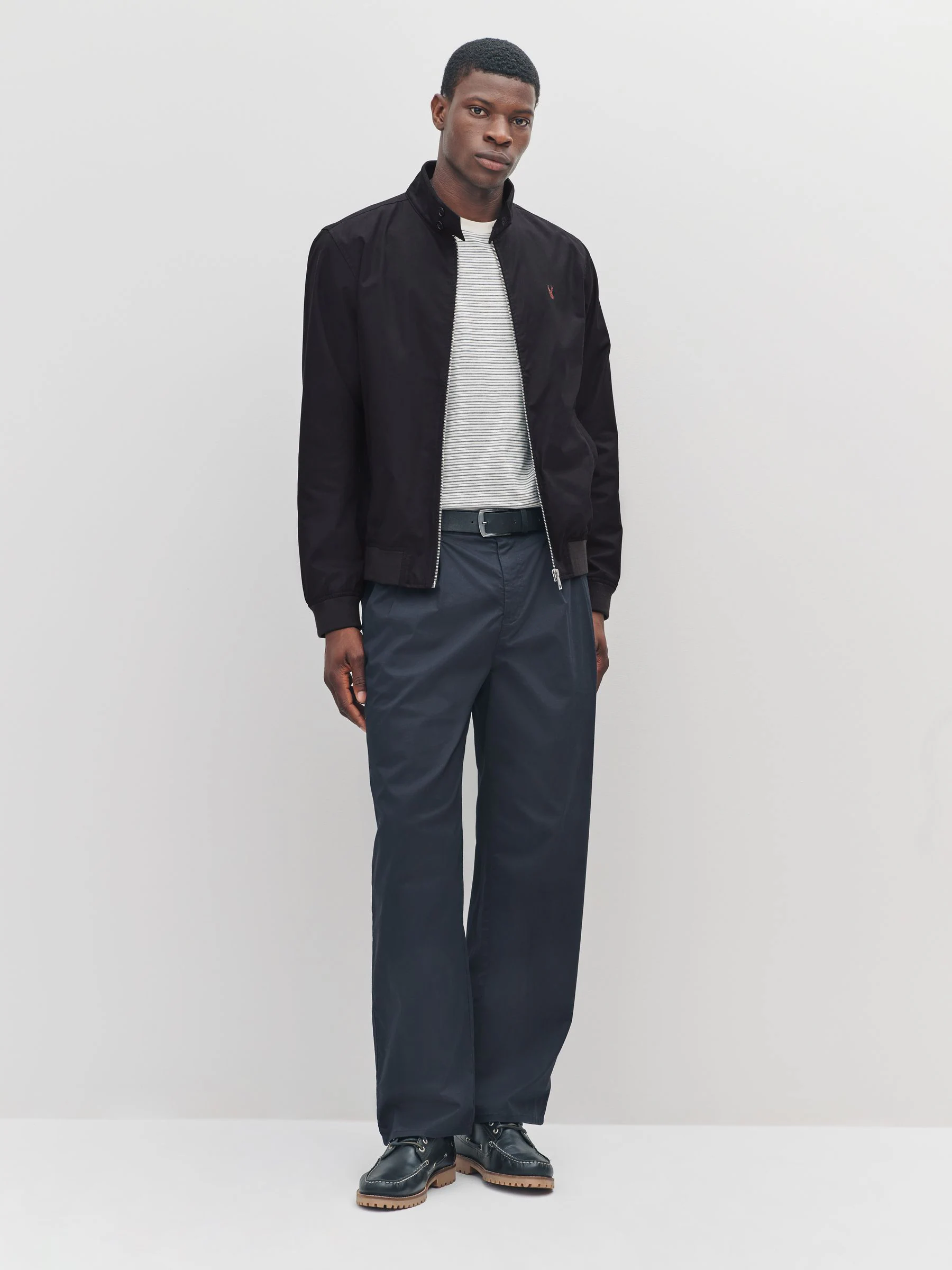 Zwart - Regenbestendig Harrington jack met geruite voering