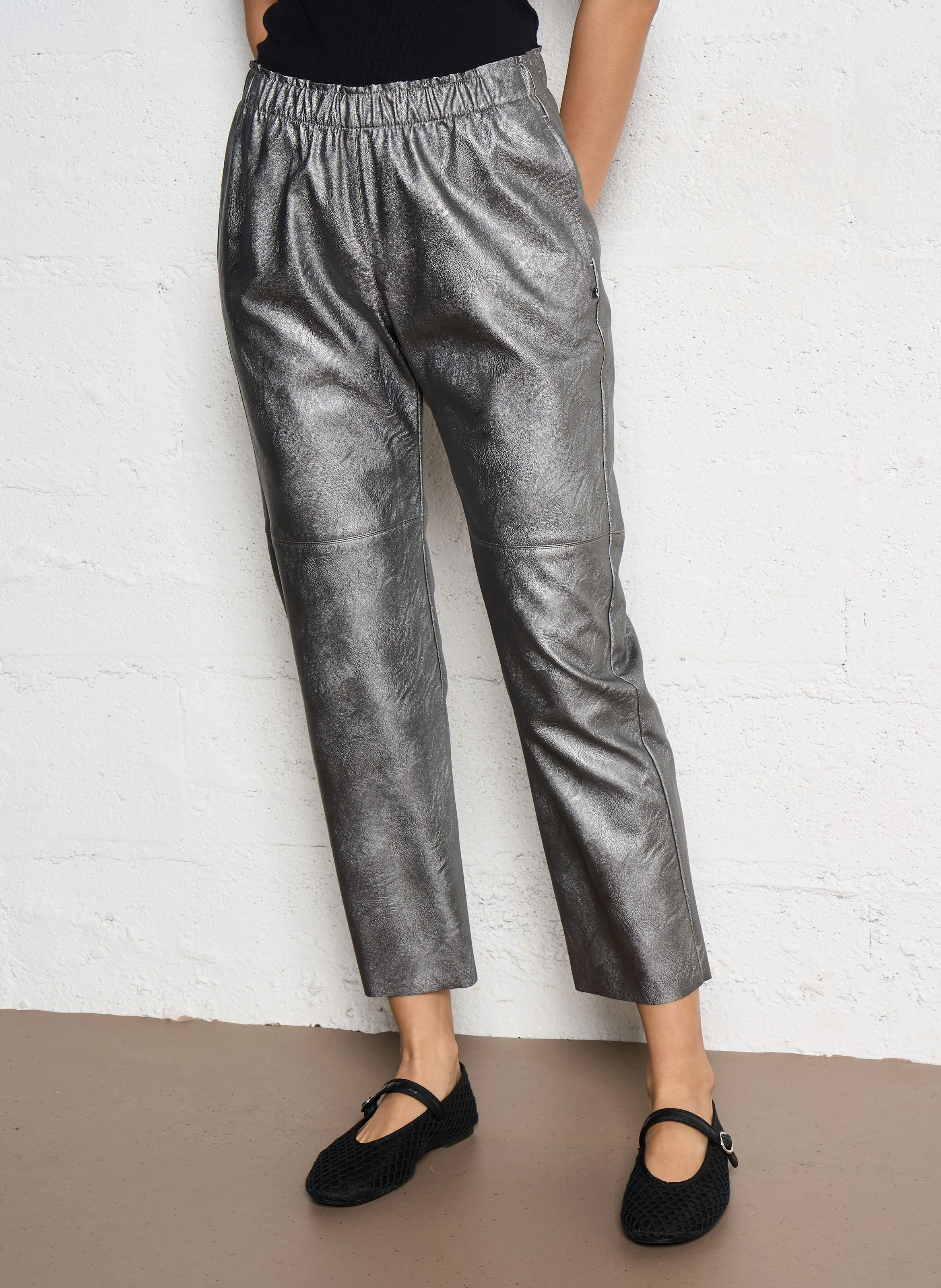 ANDREE - Pantalon droit métallisé | Gris