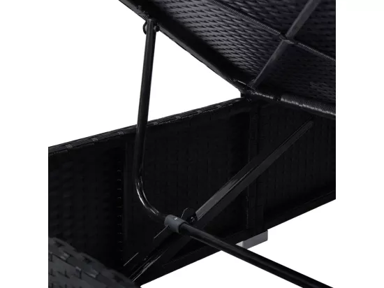 Chaises longues de jardin table à thé 3 pcs Résine tressée Noir