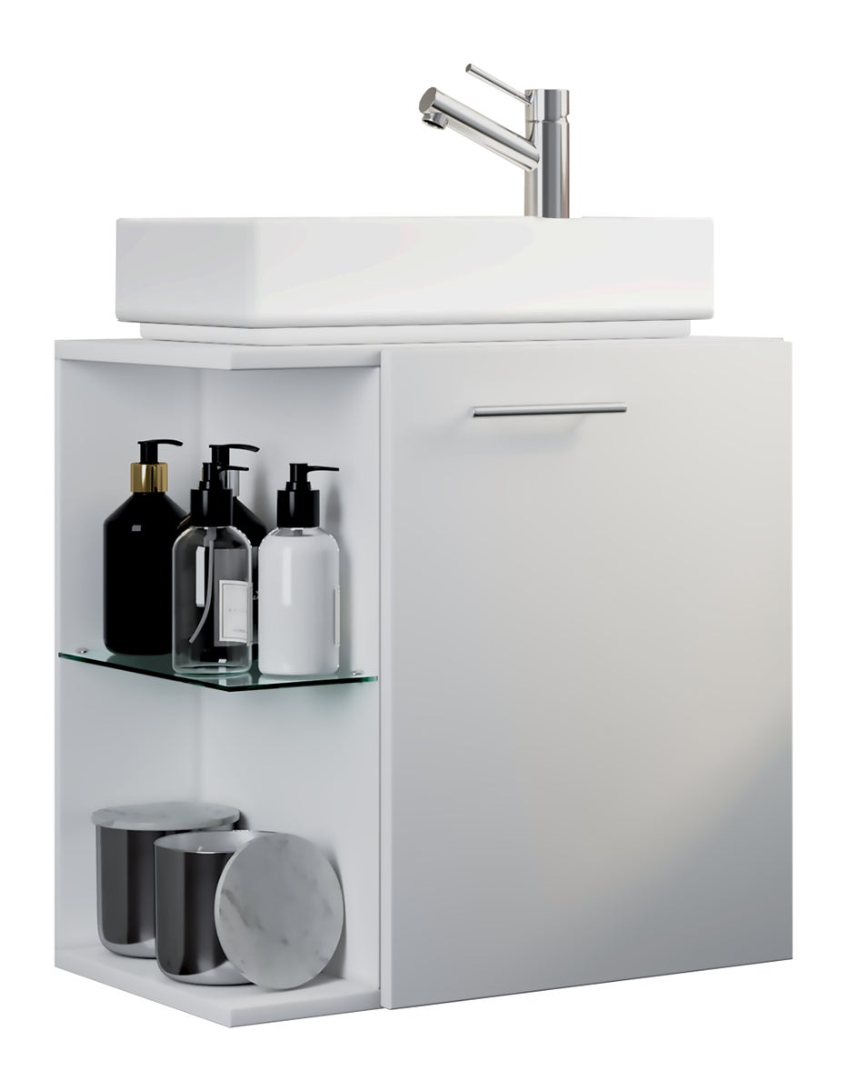 2-delige wastafelmeubel, badkamermeubel, Hausa wit