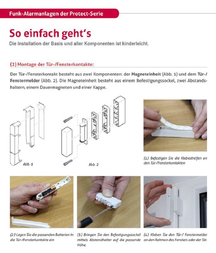 OLYMPIA Protect 9061 Drahtloses GSM Alarmanlagen-Set mit 4 Tür-/Fensterkontakten und Bewegungsmelder