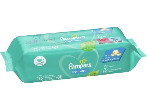 Pampers Fresh Clean -  Vådservietter til baby, Dermatologisk testet, Allergivenlig, Neutral pH, Parfumefri