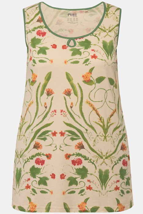Pyjamatop, Blüten, Rundhals, ärmellos, Biobaumwolle