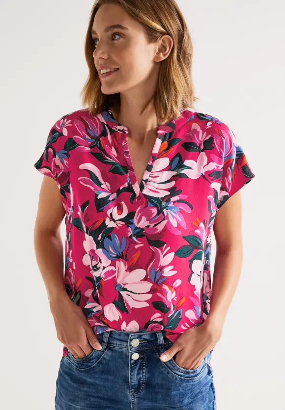 Print Blusenshirt - berry rose