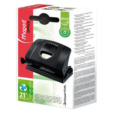 Maped Essentials Green - Perforateur recyclé - 25 feuilles - 2 trous