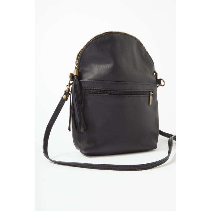 Veritas-Schoudertas leder ronde flap rits drukknop