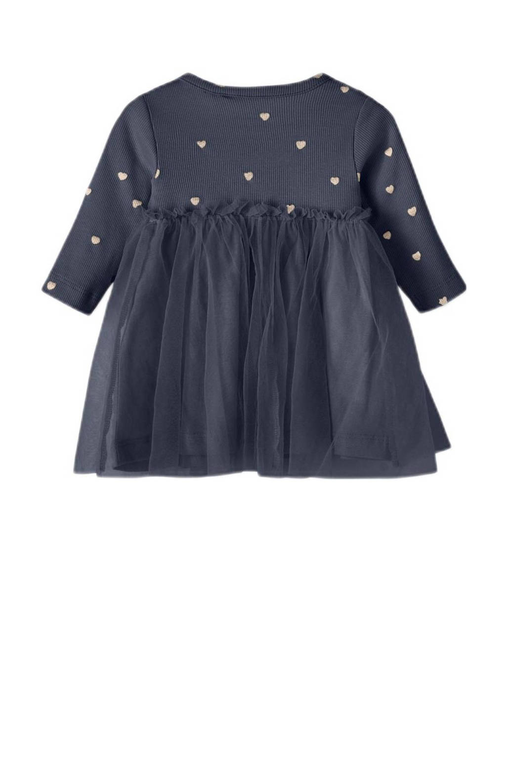 NAME IT baby semi-transparante jurk NBFNADJA met hartjes donkerblauw