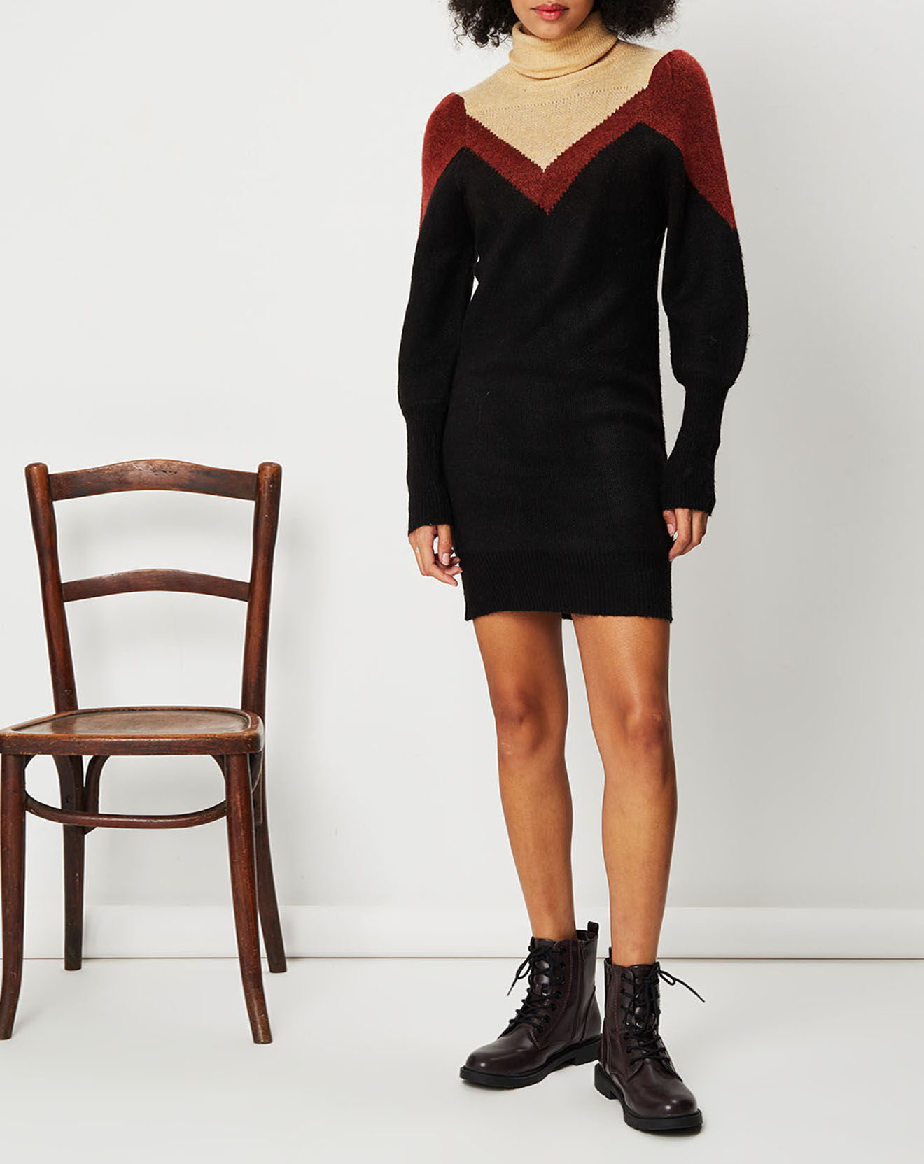 See u Soon Robe-Pull Diane noir//brique/beige