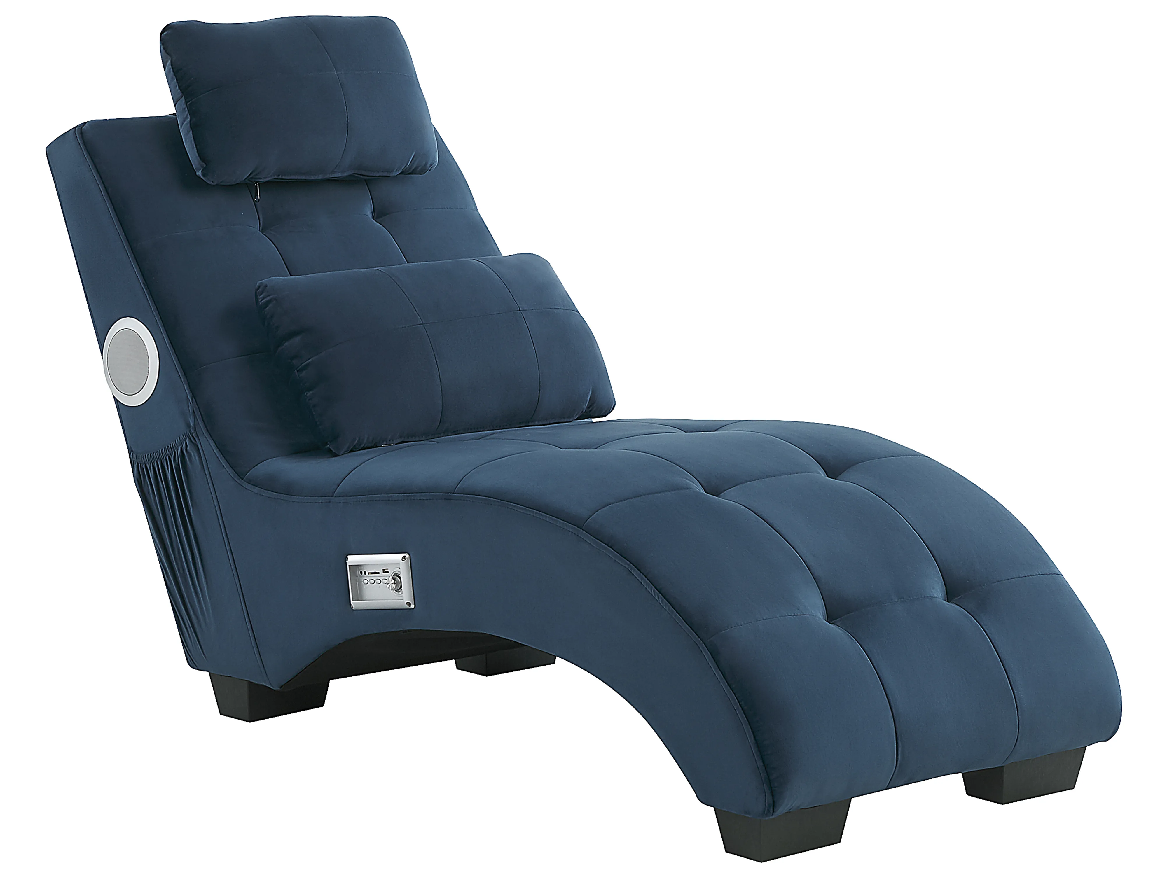 Chaise longue SIMORRE Fluweel Donkerblauw met ingebouwde Bluetooth speaker