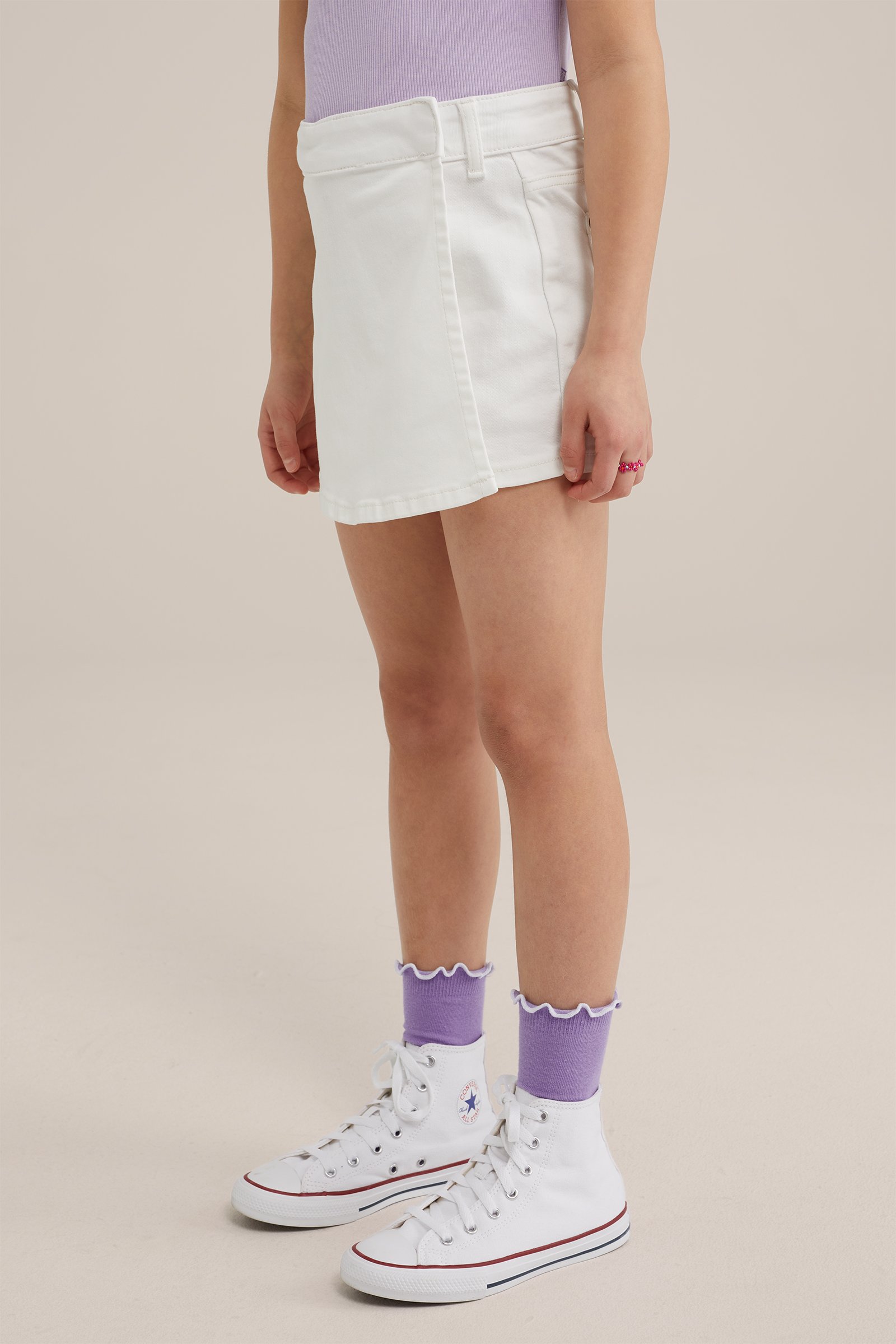 Meisjes denim skort Blue Ridge Wit