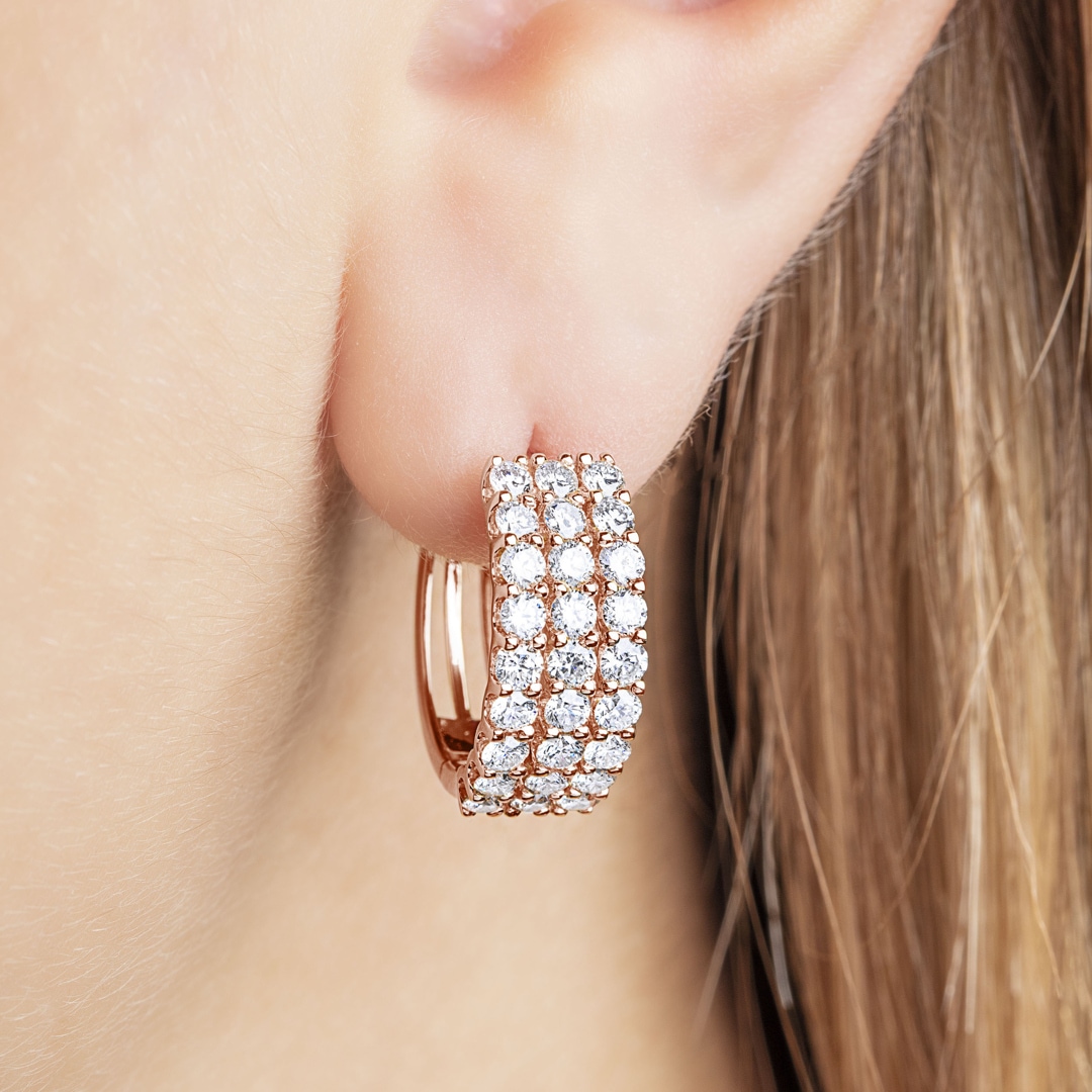 2.00 Karat Diamant-Kreolen 750/18 K Roségold Ø 17mm