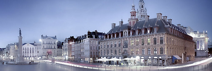Toile imprimée Lille quai grand-place 35 x 105 cm