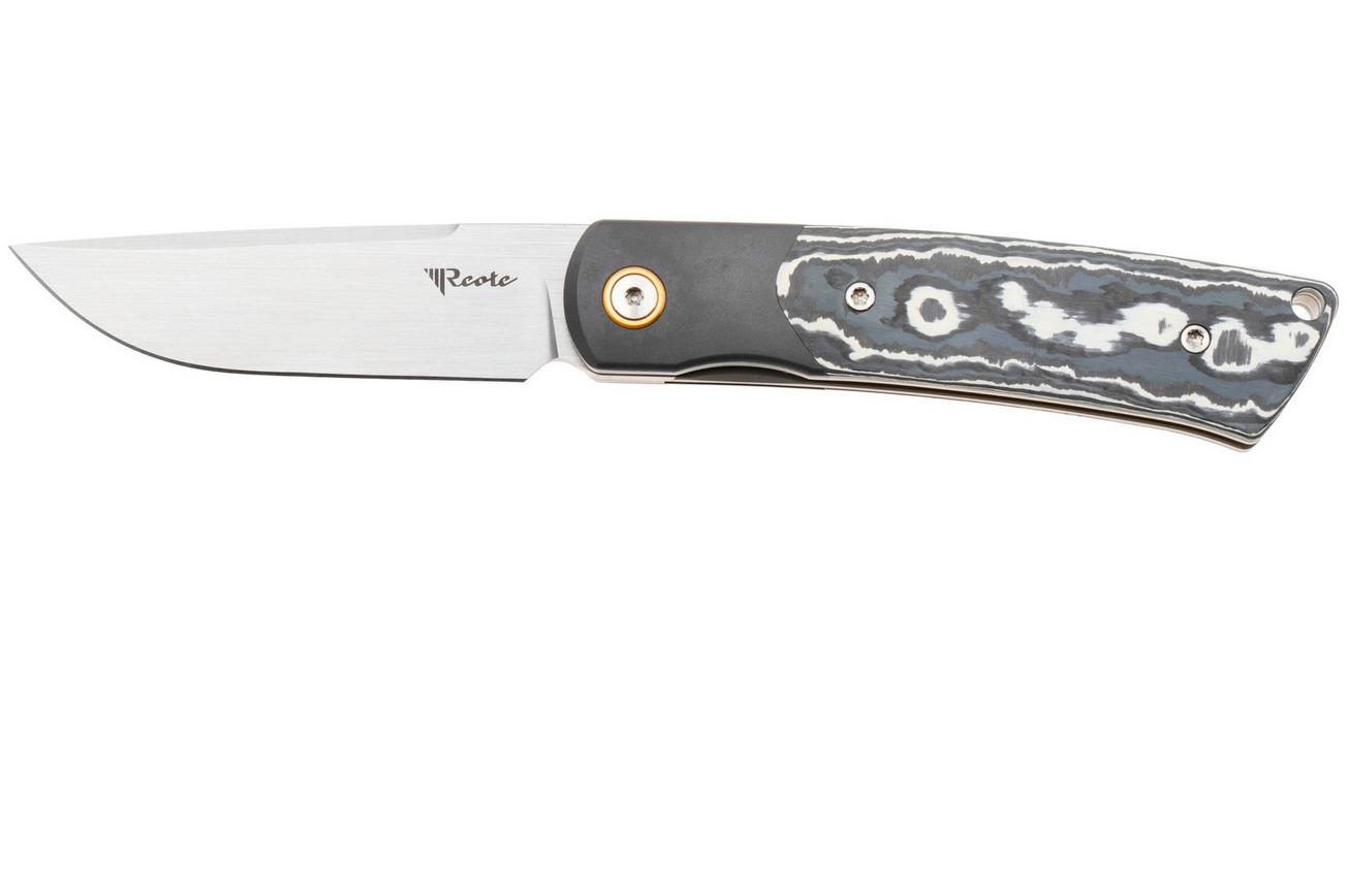 Reate Tribute Satin M390, Titanium FatCarbon White Storm, zakmes, Jack Chen design