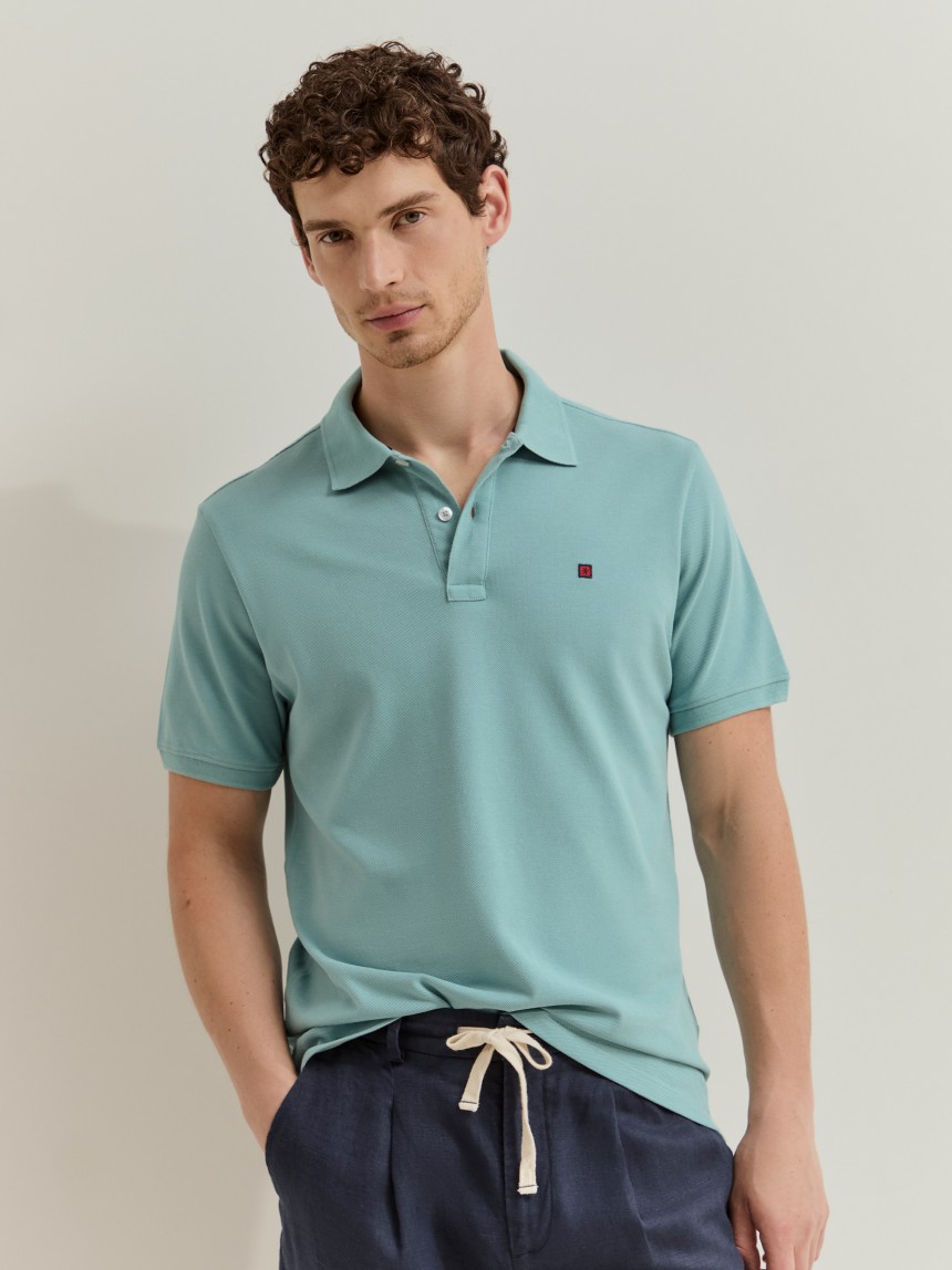Polo de manga curta em algodão