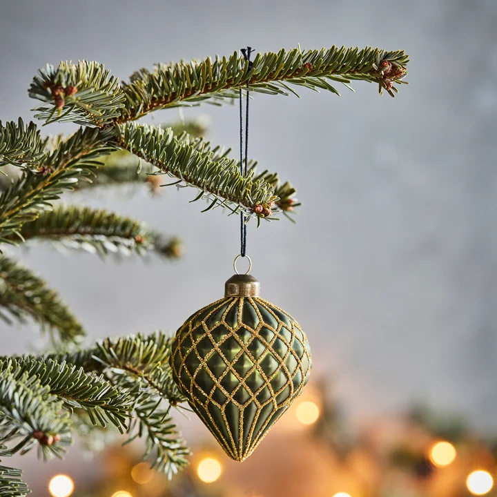 House Doctor - Hinda Ornament, 9,5cm, grün (4er-Set)