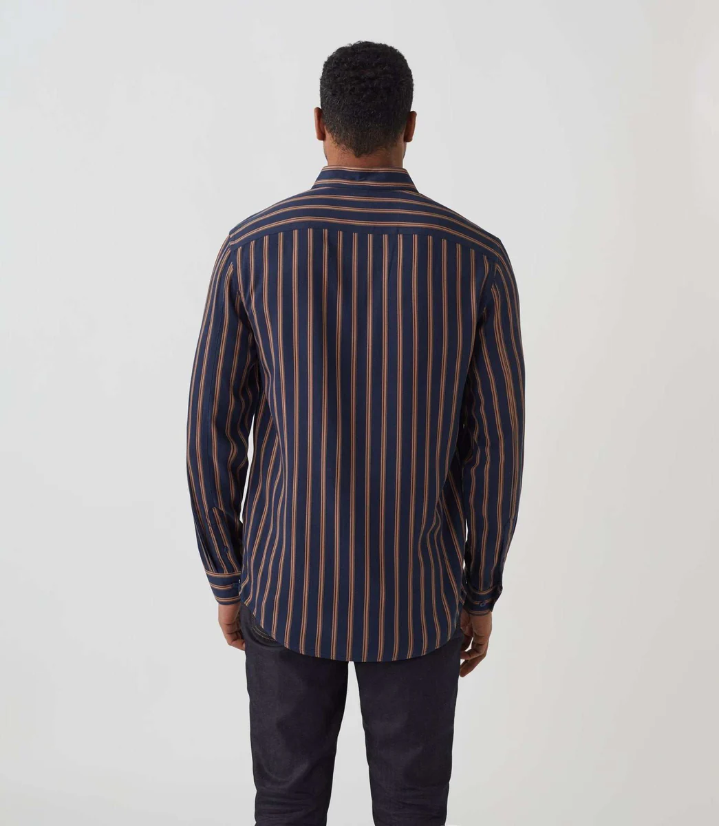 Chemise casual marine-camel 