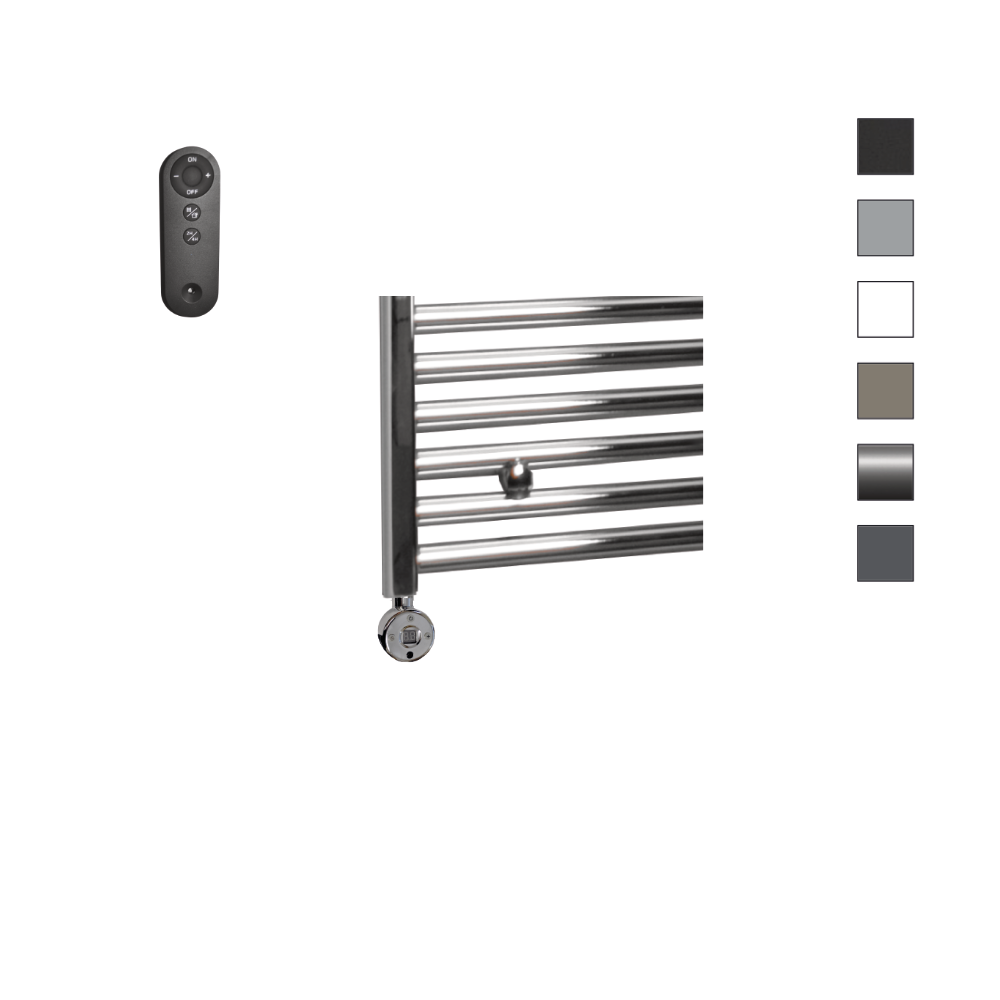 Sanicare HVS elektrische radiator 60x172cm chroom met afstandsbediening en thermostaat chroom linksonder
