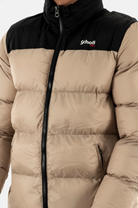 Doudounes schott empiecement et broderie beige