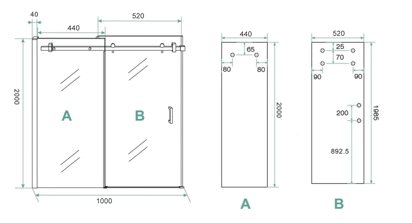 Saniclear Supreme douchedeur 90-100cm geborsteld koper