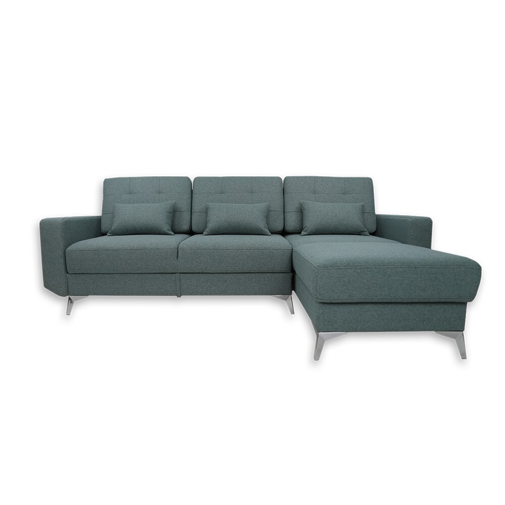 VitaliSpa Ecksofa Schlafsofa Boxspringsofa York Schlaffunktion Bettkasten blau