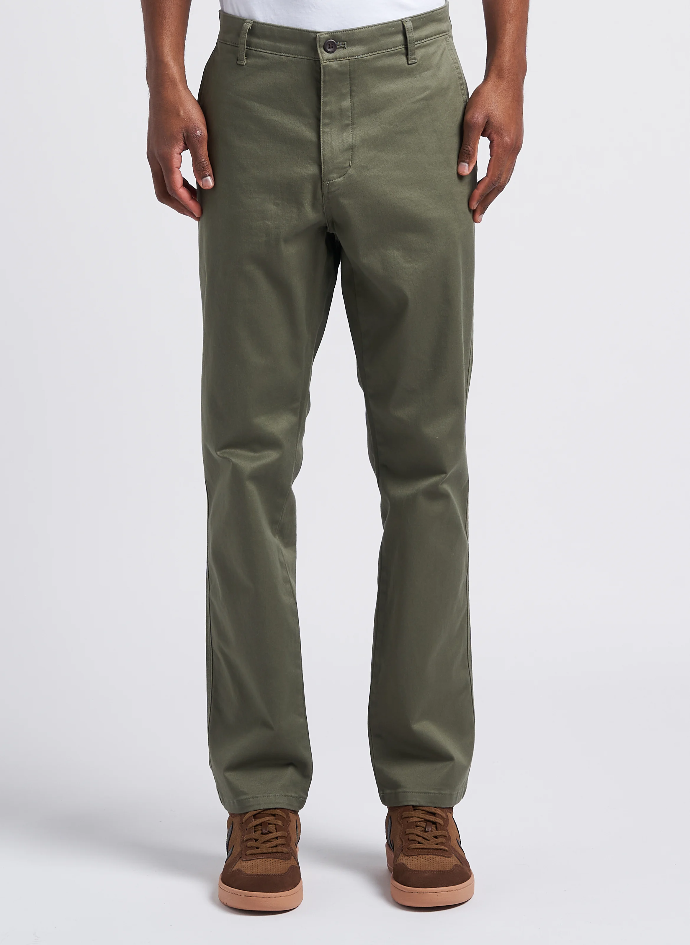 Pantalon chino slim-fit en coton stretch | Kaki