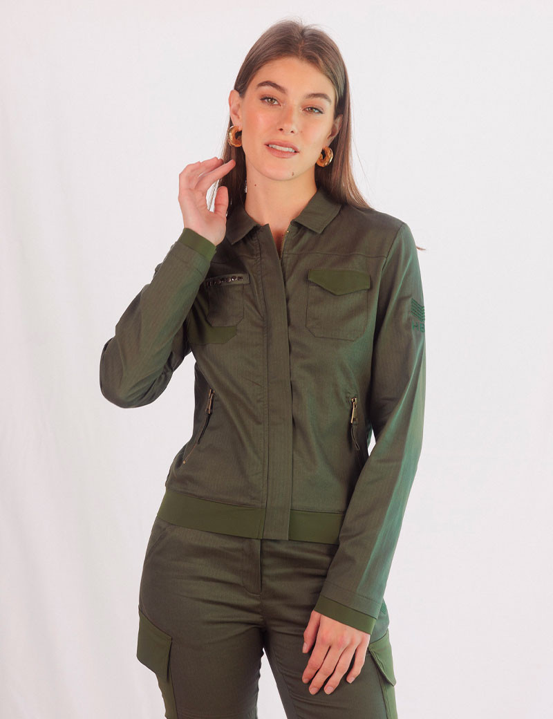 HBT ARMY HERRINGBONETWILL | JANET BLOUSON KAKI