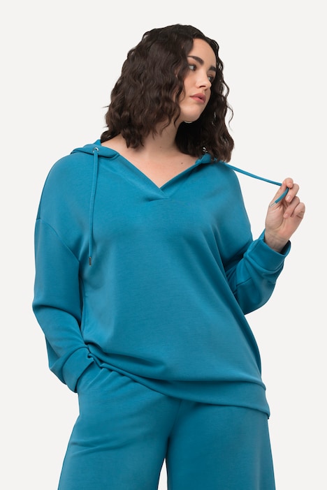 Hoodie, Oversized, V-Ausschnitt, Langarm, Kapuzenshirt