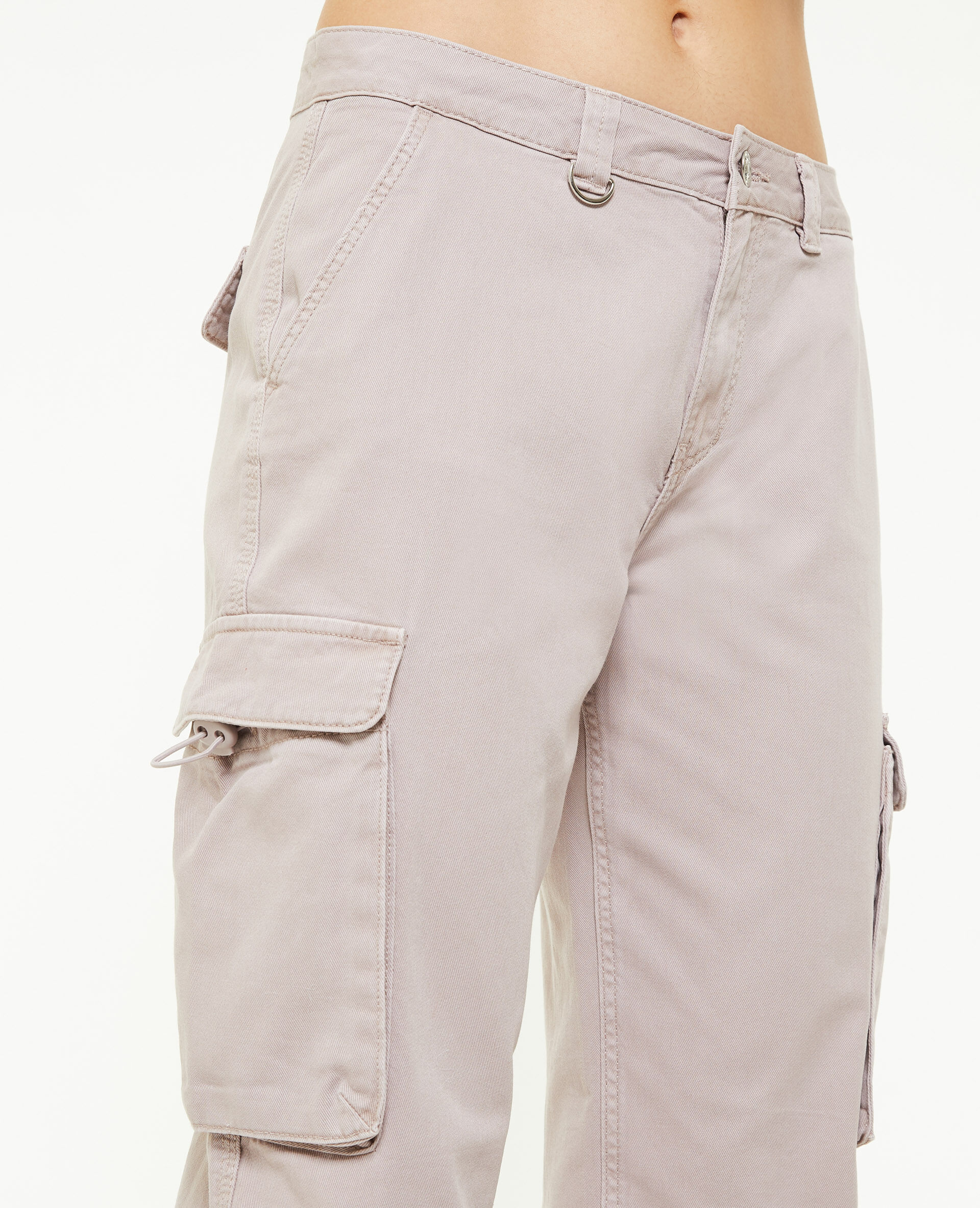 Pantalon cargo taille basse - Lilas
