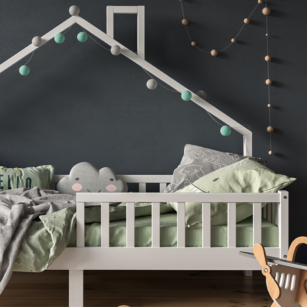 VitaliSpa Hausbett Kinderbett Spielbett Noemi 90x200cm inkl. Matratze weiß