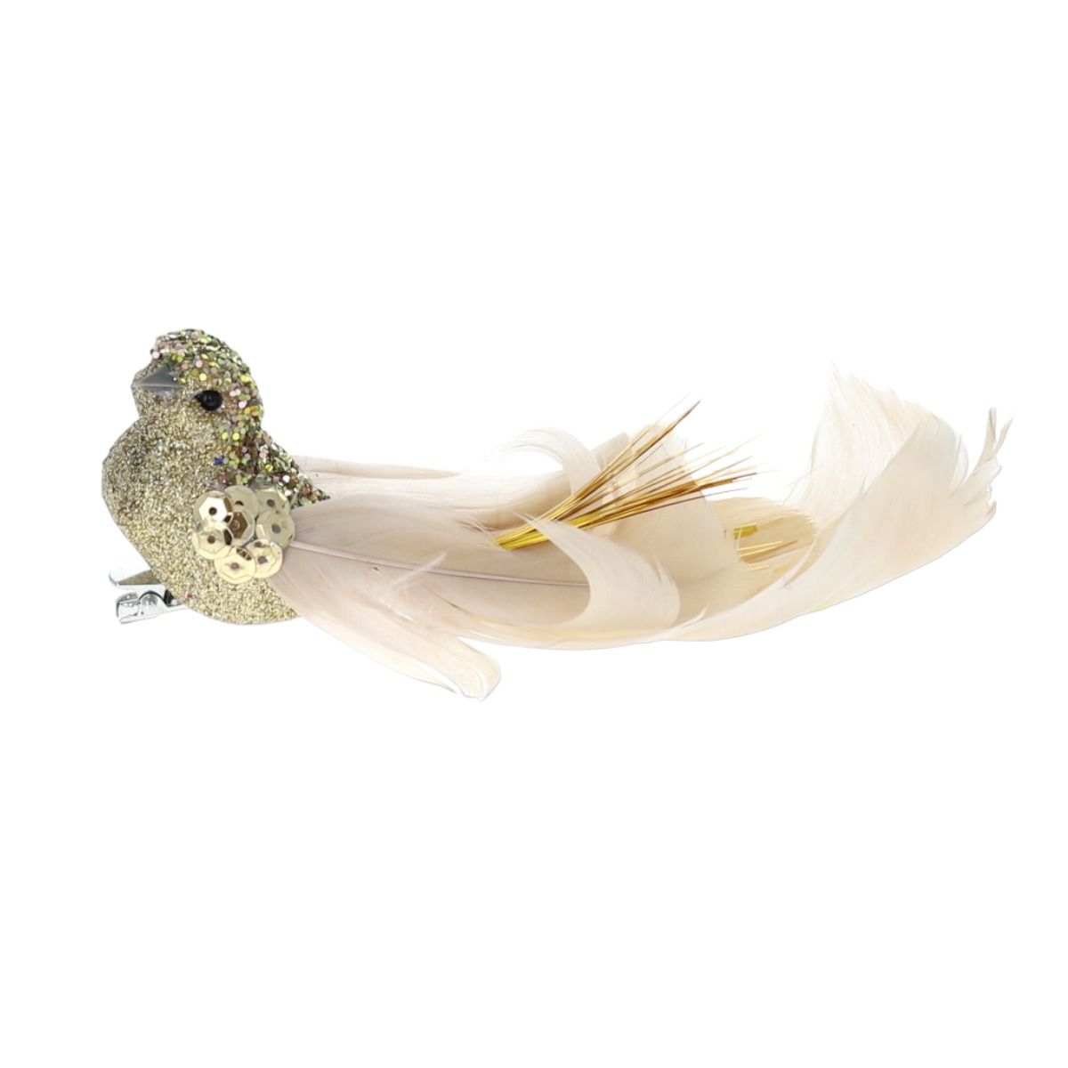 Oiseau à clipser plumes sequins or Atelier jasmin