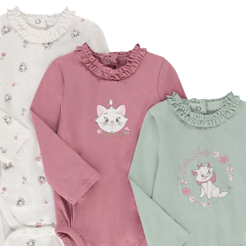 Lot de 3 bodies manches longues Marie Disney pour bébé fille - Multicolore
