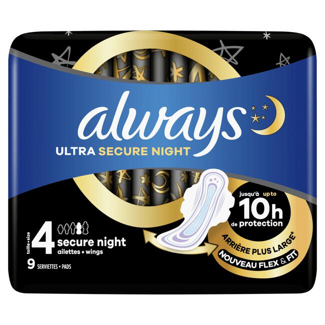 Always Ultra Maandverband Secure Night Met Vleugels 9 stuks