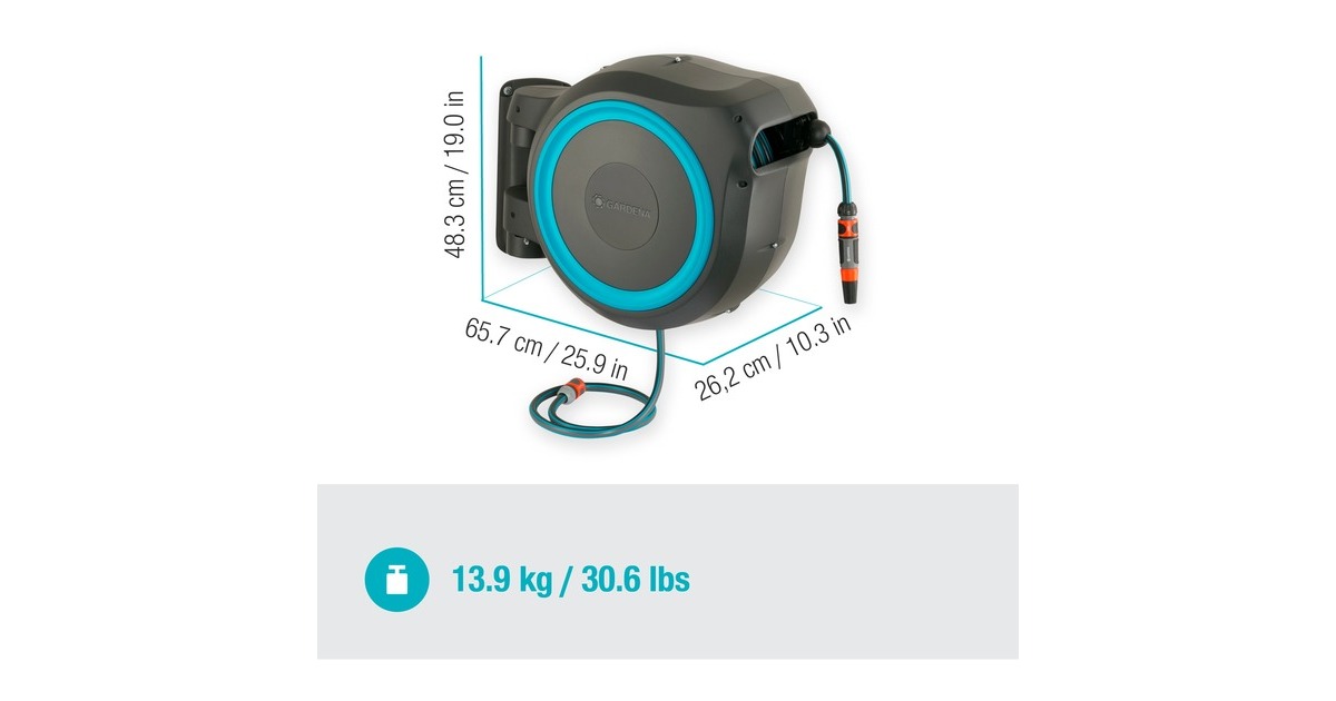 GARDENAWandslangenbox RollUp XL slanghaspel  (Grijs/turquoise, 18630-20, 35 meter)