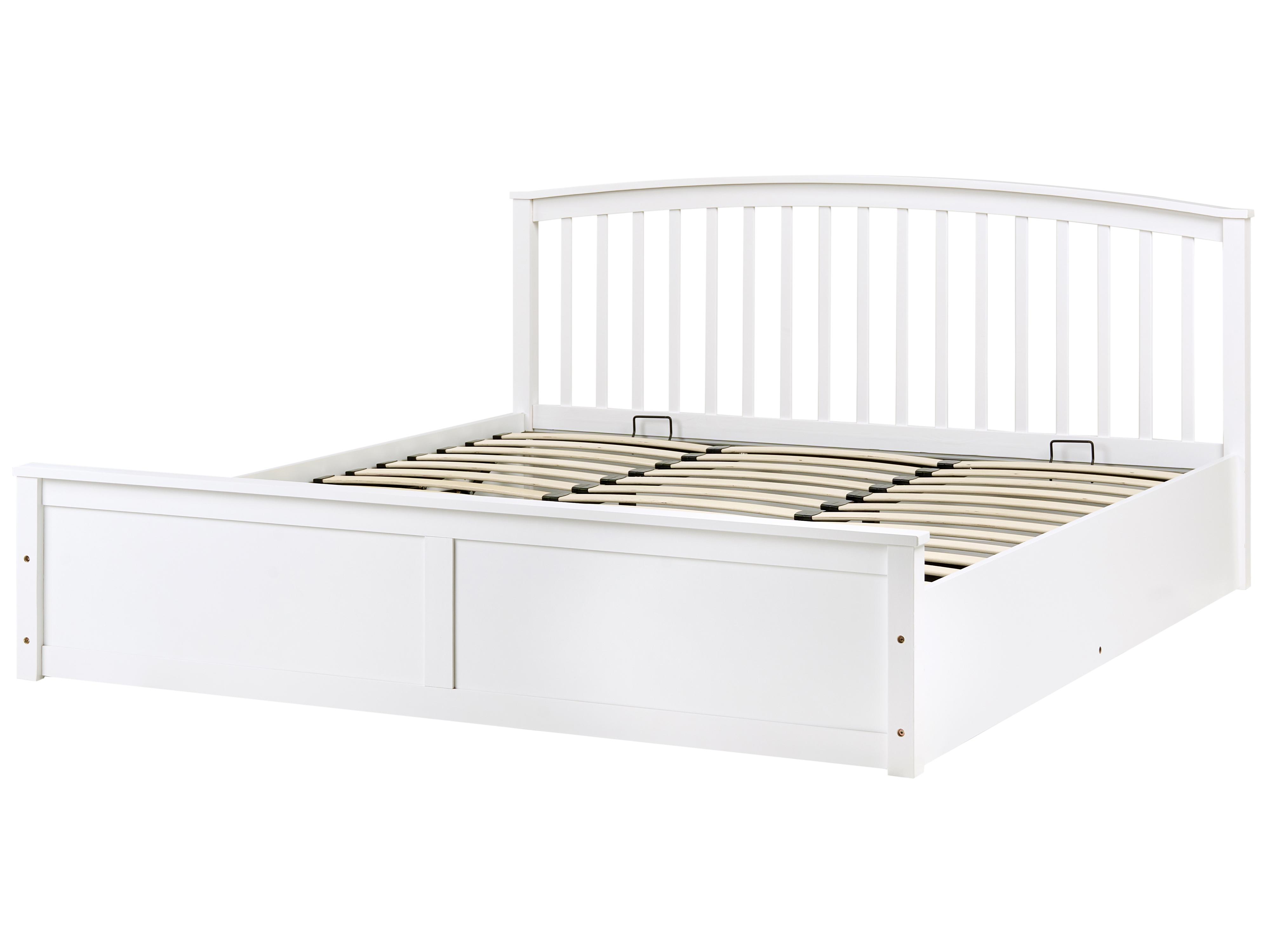 Bed met opbergruimte Dennenhout CLARBEC 180 x 200 cm Wit
