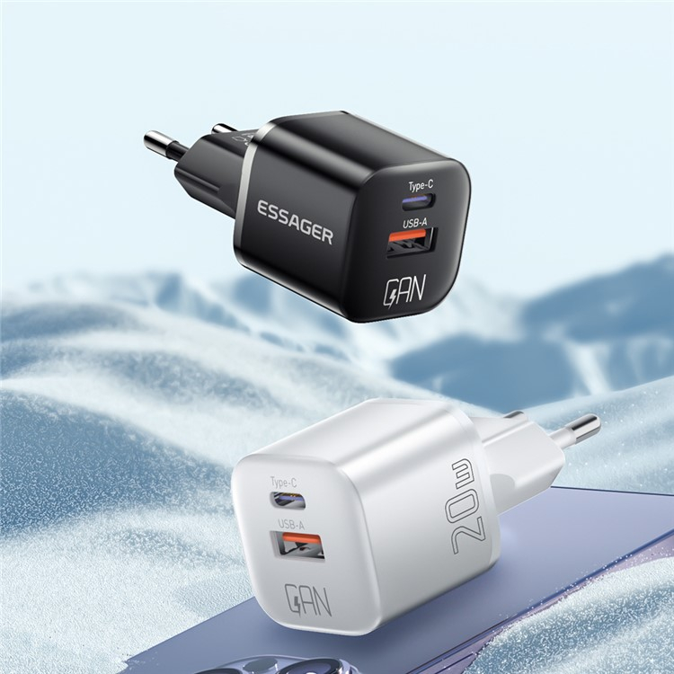 (20W) USB A / USB C GaN Ladegerät Fast Charge Netzteil - Weiss