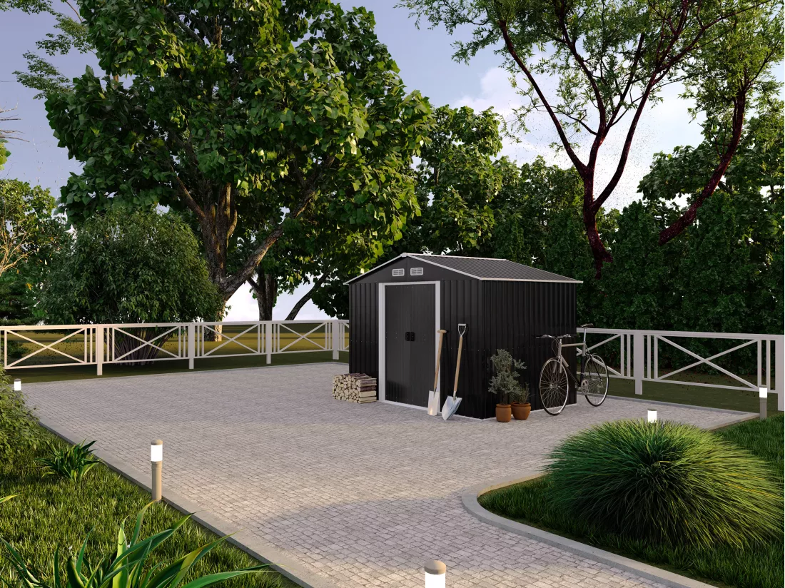 Abri de jardin métal en acier galvanisé gris 5,2 m² - MANSO