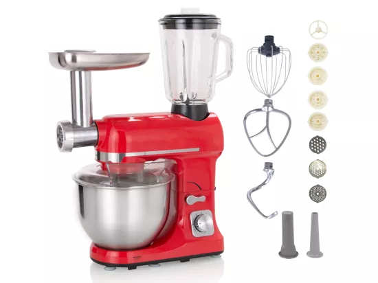 Robby Robot multifonctions 5l 1000w rouge avec hachoir et blender 1,5l en verre - robimix rouge