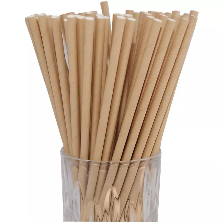 Luxentu Papier-Trinkhalme einfarbig 20 cm 100er Set beige, natur