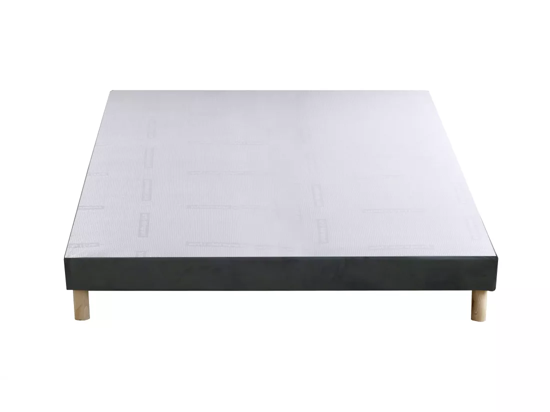 Sommier déco tapissier 140 x 190 cm velours gris - SOBEK de YSMÉE