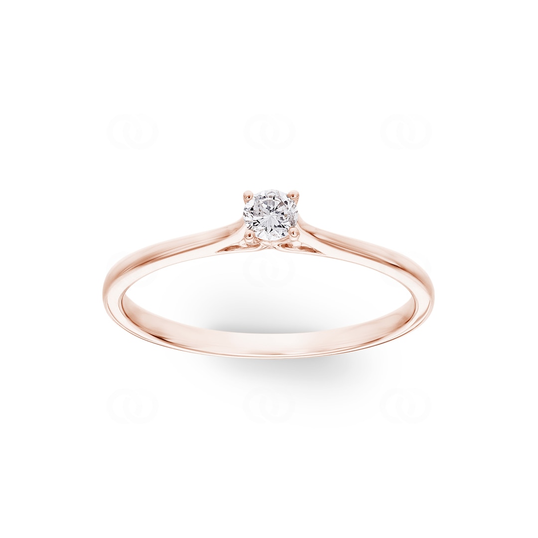 Solitärring 750/18 K Roségold mit Diamant 0.12ct H/Si
