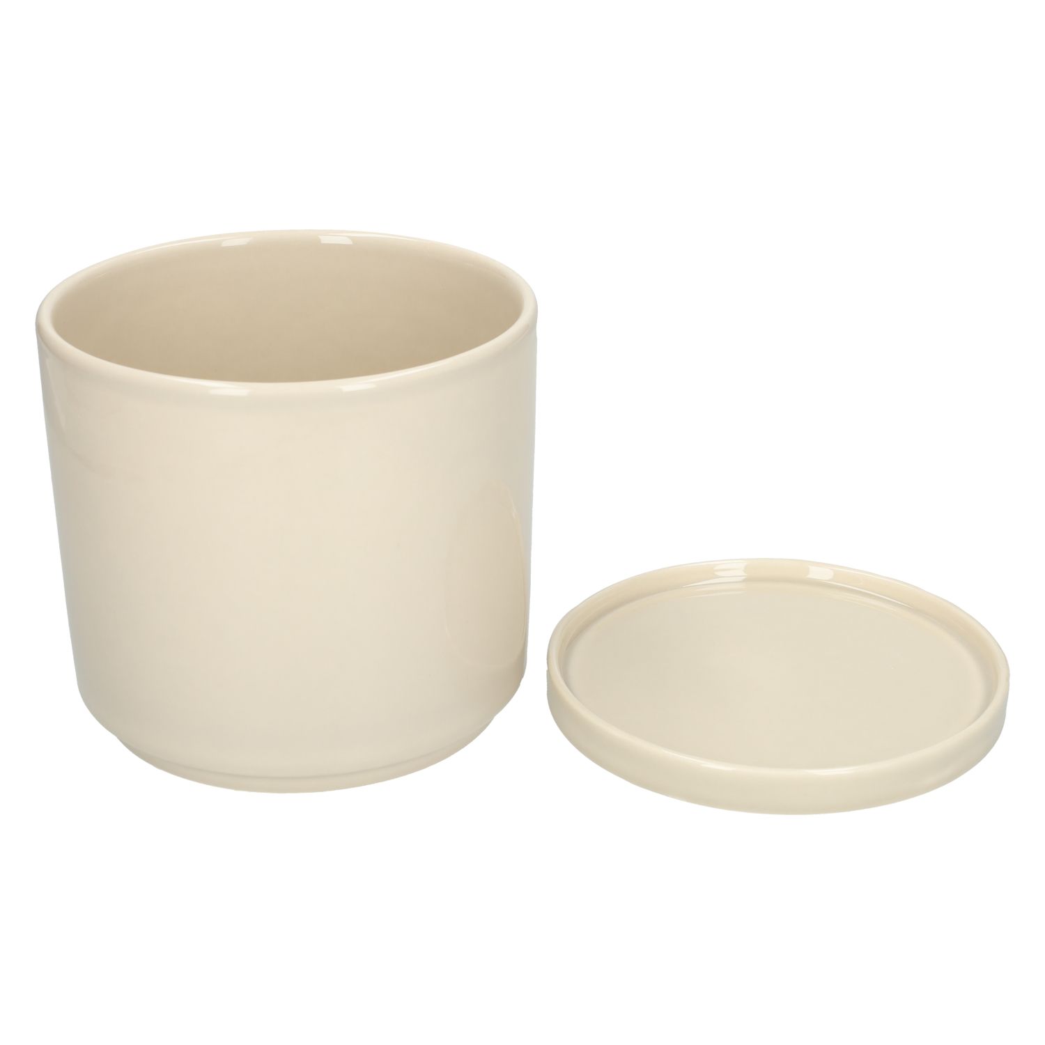 Bloempot met schotel, aardewerk, beige, Ø16 x 15 cm