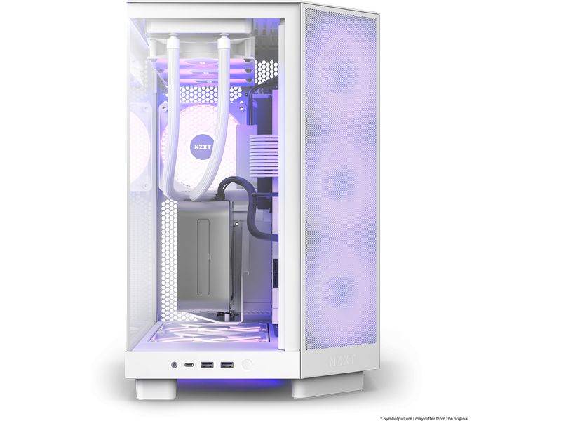 NZXT PC-Gehäuse H6 RGB Flow Weiss Kompaktes Mid-Tower-Gehäuse mit hohem Luftstrom und RGB Lüftern