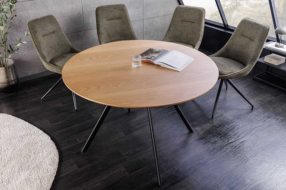 Runder Esstisch ATELIER 100cm natur Eiche schwarz Metall