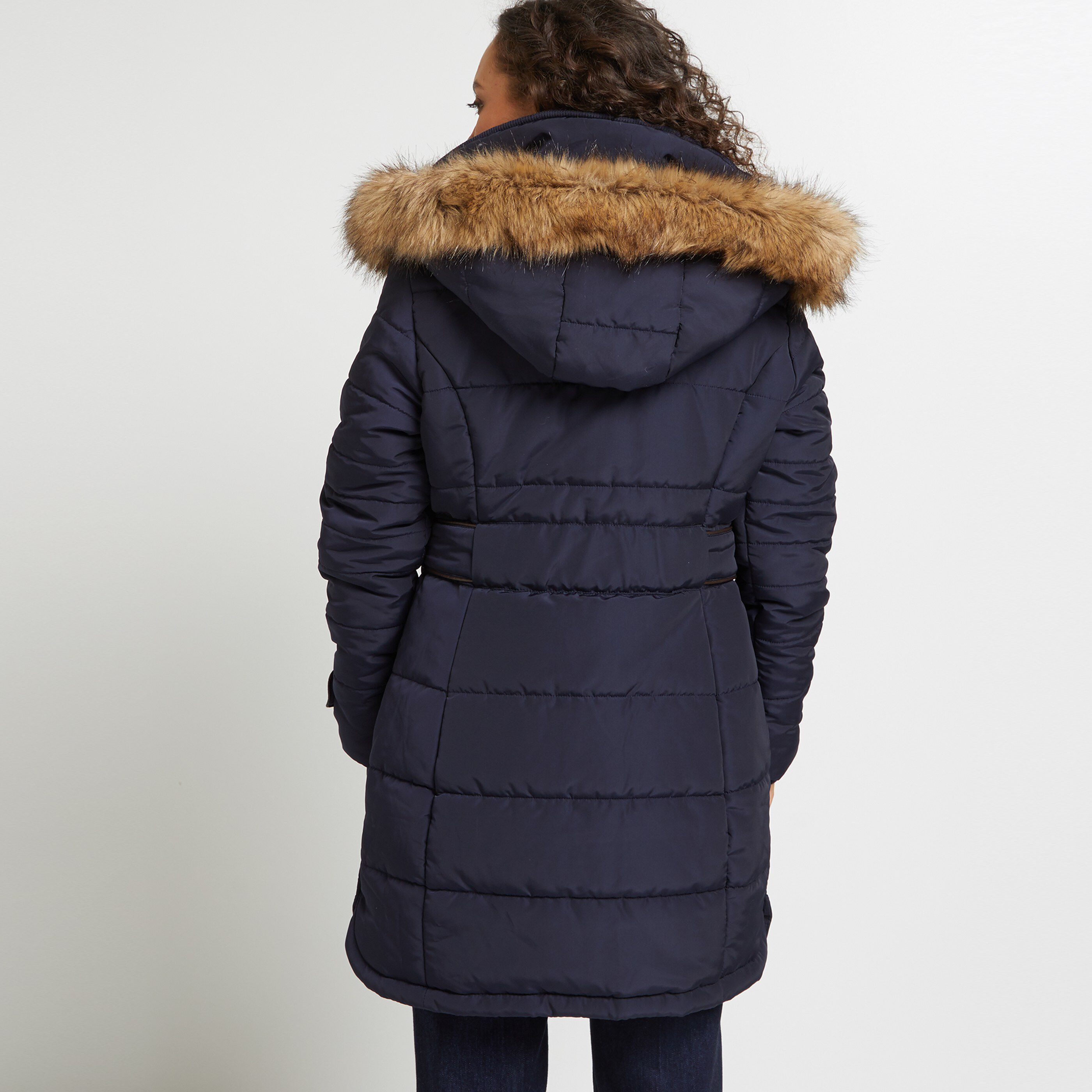 Doudoune longue à capuche femme - MARINE