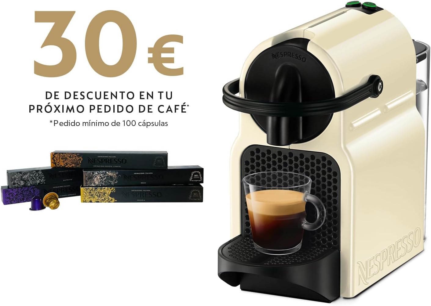 De’Longhi 203550 Inissia Cafetière à Capsules Nespresso, Crème