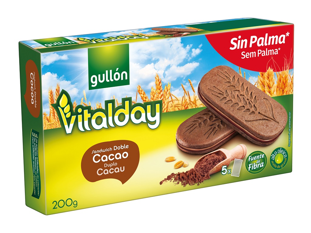 BOLACHAS GULLON VITALDAY RECHEADAS CACAU 200G