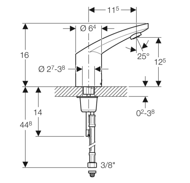 Geberit Hytronic 85 1-gats wastafelkraan koud en warm water zonder mengknop chroom
