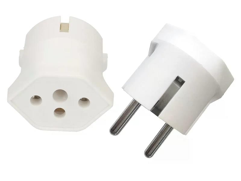 Max Hauri Fixadapter Schuko auf T13, Weiss Übergangsstecker zur Nutzung von 3-poligen Geräten mit Schweizer-Stecker in Ländern mit Schuko-Steckern