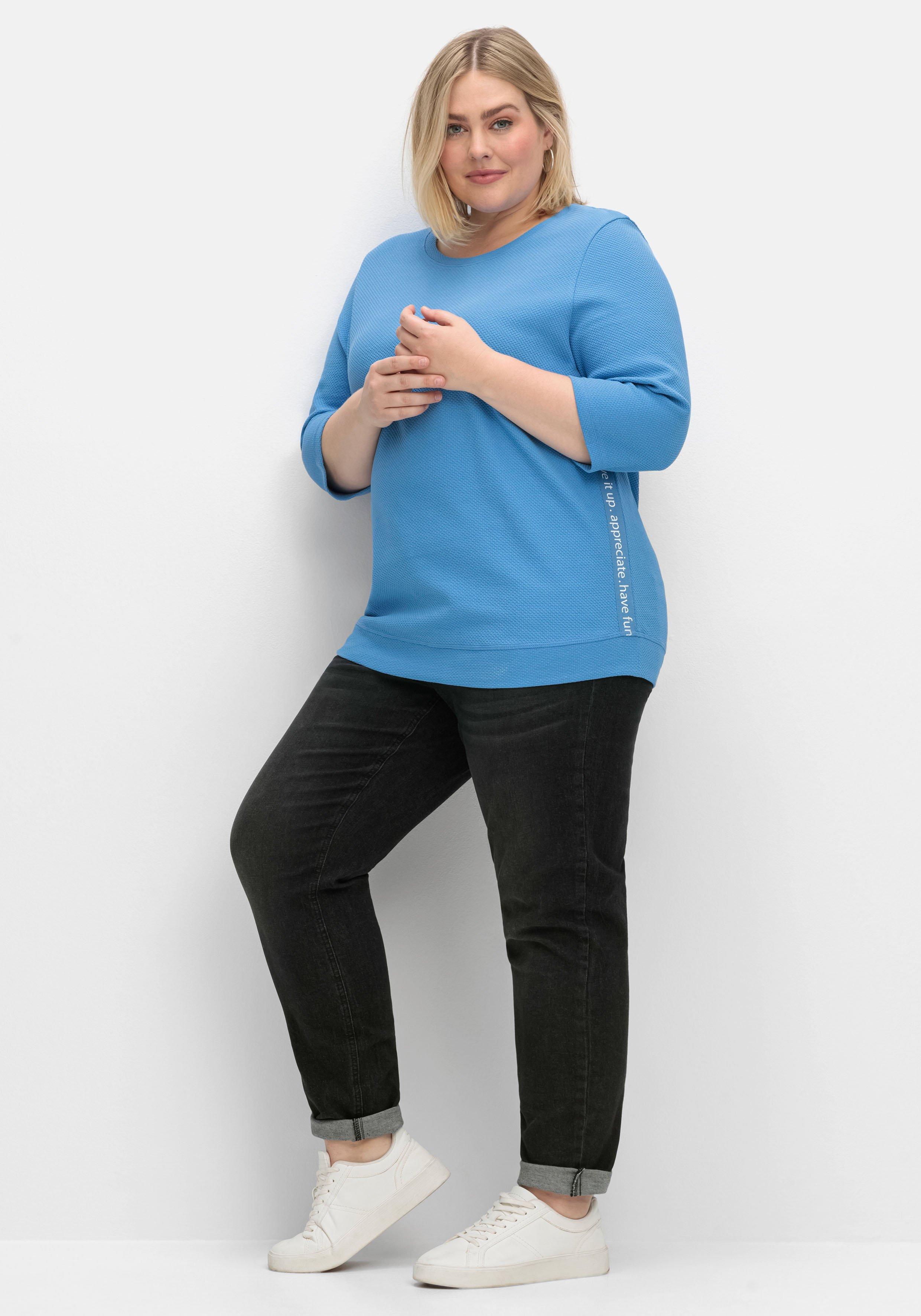 Sweatshirt aus Waffelpiqué, mit Zierband seitlich
