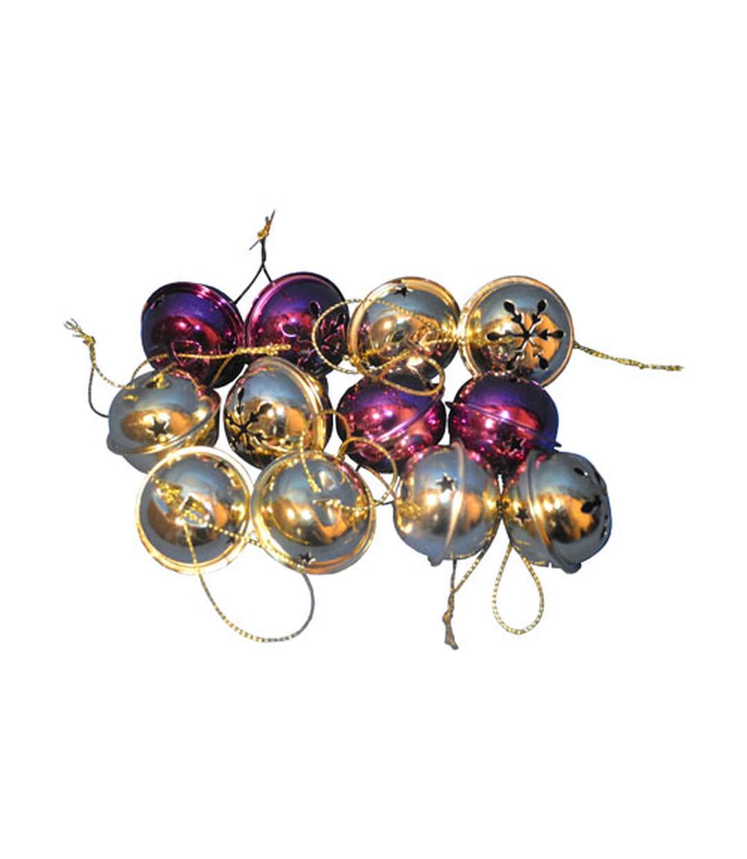 12 grelots brillants - Or et violet